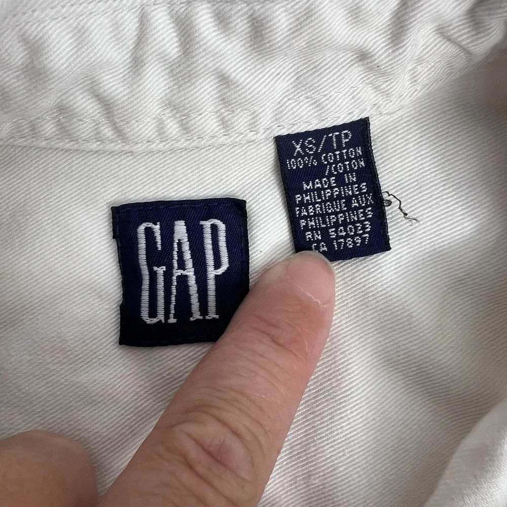 Gap 100% Cotton Button Down Long Sleeve White Canvas Kids Boys XS (4-5) Dress Up